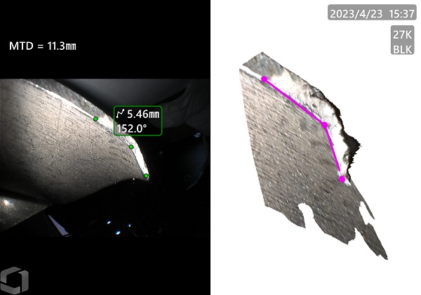 韋林工業內窺鏡解決彎曲葉片偏轉角度測量難題
